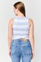 Women Round Neck Sleeveless Stripe Top, Multicolor - 3