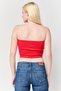 Women Sweetheart Neck Strapless Plain Tank Top, Red - 4