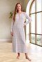 Women's Large Size Floral Patterned Long Sleeve Dressing Gown Nightgown 2-Piece Set 75% Cotton 25% Viscose - 2