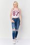 Women Square Neck Sleeveless Graphic Print Tank Top, White - 2