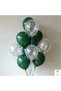 Green Balloon Set of 10 Silver Confetti Transparent Balloons Mini Party Decoration