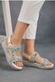 Baby Girl Child Stone Sim Filled Heel Sandals with Velcro Open Front Sandals and Slippers Suitable for Foot Anatomy - 3