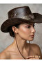 Vintage Brown Cowboy Hat – Classic Western Style Leather-Look Hat - 3