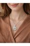Women's Gold Sparkling Sun Detailed Stone Steel Necklace