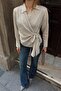 Green Striped Double-Breasted Tie-Back Women's Shirt - 4