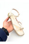Women's Beige Ring Detailed Cross-Strap Sandals Vdz02012 - 3