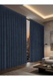 1/2 Dense Pleated Deep Blue Velvet Textured Background Curtain | Ironing Is Not Necessary. | Best Sellers - 4