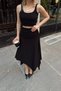 Black Waist Detailed Asymmetrical Cut Slit Women's Sandy Midi Skirt - 5