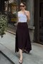 Brown Waist Detailed Asymmetrical Cut Slit Women's Sandy Midi Skirt