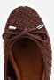 Women's Brown Suede Knitted Bow Ballet Flats - 5