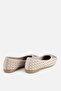 Women's Beige Suede Knitted Bow Ballet Flats - 4