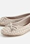 Women's Beige Suede Knitted Bow Ballet Flats - 3