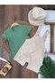 Summer Baby Boy Salopet Set with Kangaroo Pocket, Snap Fasteners on the Shoulder and Safari Hat - 2