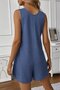 Women's Shoulder Strap Front Buttoned Waffle Short Jumpsuit - 4