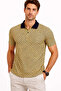 Men's Pique Fabric Polo Collar Patterned T-Shirt Short Sleeve Summer T-Shirt - Yellow