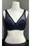 Women's Tulle Gathering Soft Cup Navy Blue Bra