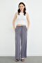 Lace-Up Palazzo Trousers with Elastic Waist - 2