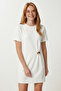 Accessory Detailed Modal Dress Lnt0031 Ecru - 3