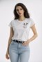 Women's Crew Neck Game Over Cat Printed Regular Fit T-Shirt White - 2