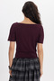 Women's Slim Fit Short Batwing Sleeve Boat Neck Plum T-Shirt - 6