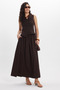 Women's slim fit 100% cotton v-neck double pocket brown skirt vest set - 7