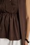 Women's Regular Cut Double Breasted Collar Halter Neck Detail Elastic Waist Sleeveless Brown Blouse Shirt - 7