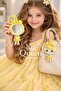2 in 1 Cute Anime Girl Child Hanging Mirror Keychain Bag Accessory Ornament Yellow