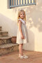 Girl's Summer Dress with Collar Detail and Front Buttons in Mint Green - 2