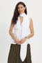 Women's Regular Cut Double Breasted Collar Halter Neck Detail Elastic Waist Sleeveless Ecru Blouse Shirt