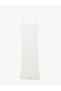 Lined Slim Fit Midi Length Thin Strap Ruched Dress - 4