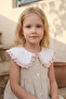 Girl's Summer Dress with Collar Detail and Front Buttons in Mint Green - 3