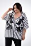 Women's Plus Size Printed-Embroidered Viscose Shirt Black-White