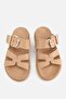Women's Nude Buckled Cross-Strapped Thick Sole Slipper - 7