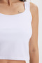 Women's Slim Fit Lycra White Crop Tank Top - 7