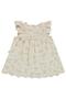 Floral Printed Dress with Ruffled Sleeves for 6-18 Months - Beige - 2