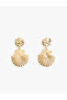 Textured Dangle Oversized Steel Seashell Earrings