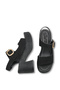 Vega Gala Women's Heeled Sandals 0012704 Black Leather Textured - 5