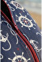Anchor Patterned Half Zipper 4-Piece Set Hijab Swimsuit 2607-01 Navy Blue - 5
