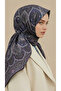 وشاح قطني منقوش من نيريس مقاس 120*120 سم - بنفسجي / أزرق داكن - 5
