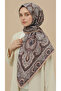 Kahverengi̇neri̇s Patterned 120*120 cm Cotton Scarf - Cream / Brown - 6