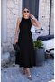 Women's Long Viscose Dress with Open Shoulders, Back Buckle Detail, and Slit - 2
