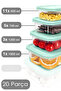 Set of 20 Rectangular Food Storage Containers - Microwave Safe Organizer Food Container Green - 2