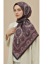 Neri̇s Patterned 120*120 cm Cotton Scarf - Pink / Burgundy