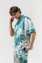 Paradise Patterned Short Sleeve Shirt and Elastic Waist Shorts Set - 4