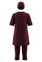 Ruffled Short Sleeve Pool Swimsuit 2611-09 Claret Red - 2