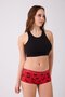 Cotton Lycra Printed Boyshort Set of 3 Women's Panties Patterned Red - 5