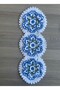 Handmade Floral Patterned Washcloth Set of 3 - Blue White - 2