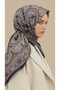 وشاح قطني منقوش مقاس 120*120 سم - أزرق داكن - 3
