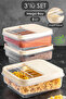 3 Pieces 8 Lt Food Pulses Storage Container with Sliding Lid - Kitchen Organizer Tea Flour Storage Box Cream
