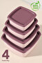 Set of 12 Striped Square Storage Containers - Microwave Safe Food Containers 1.35L 0.85L 0.5L 0.3L Pink - 3